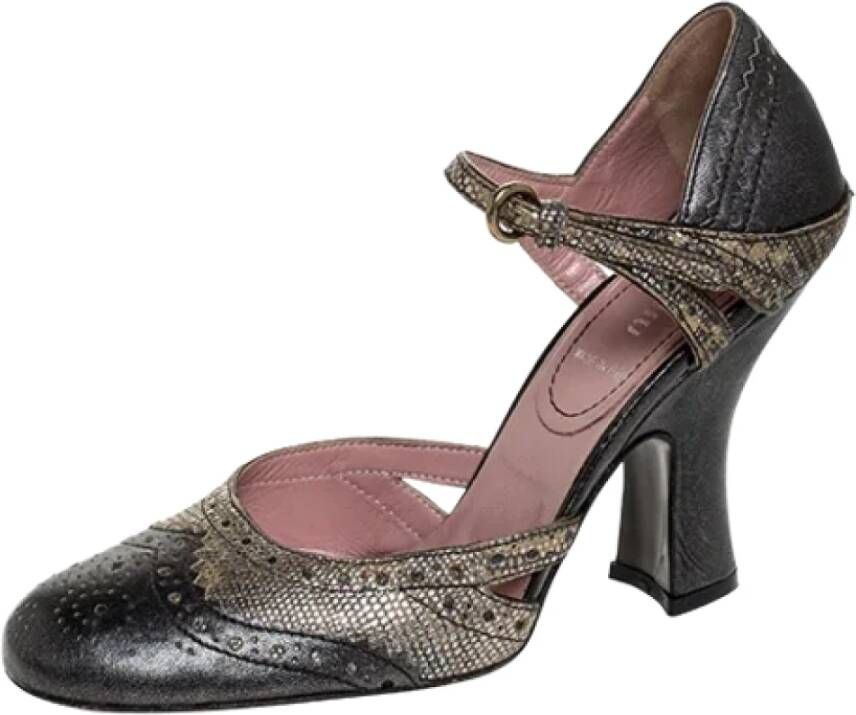 Miu Pre-owned Leather heels Gray Dames