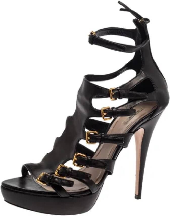 Miu Pre-owned Leather sandals Black Dames