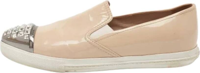 Miu Pre-owned Leather sneakers Beige Dames