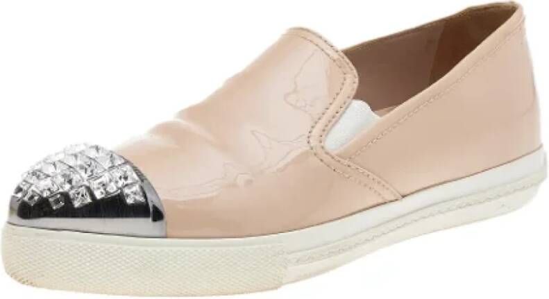 Miu Pre-owned Leather sneakers Beige Dames