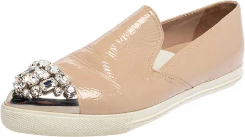 Miu Pre-owned Leather sneakers Beige Dames