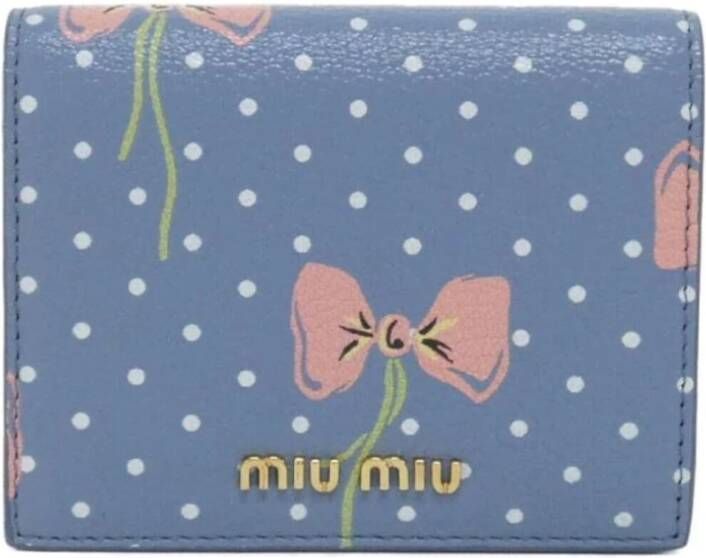 Miu Pre-owned Tweedehands Boogprint Leren Portemonnee