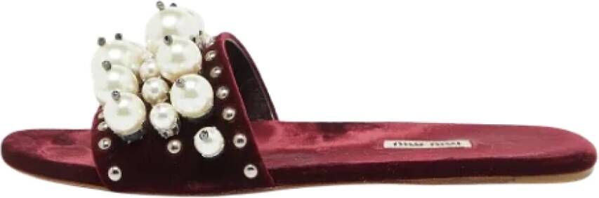 Miu Pre-owned Velvet flats Red Dames