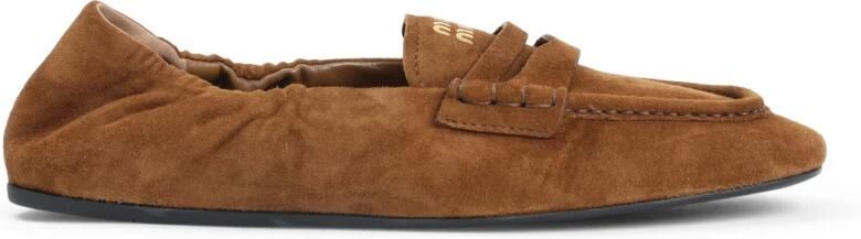 Miu Suède Ruches Loafers met leren Horsebit - Foto 2