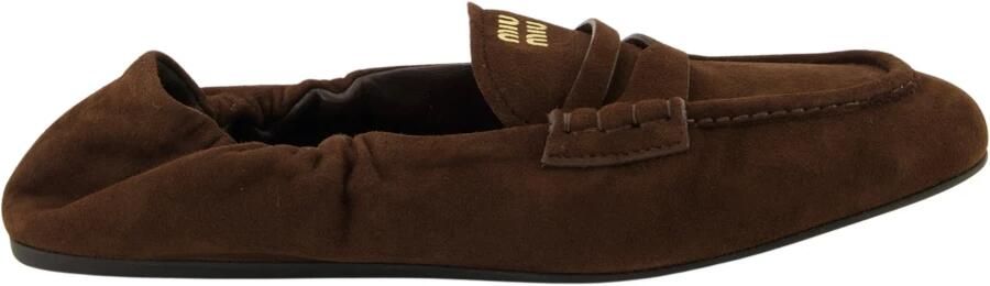 Miu Ruches Suede Loafers
