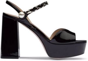 Miu Sandalen met plateau in Varnish Optics Zwart Dames