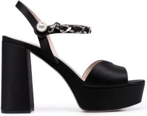 Miu Sandals with plateau in satin optics Zwart Dames