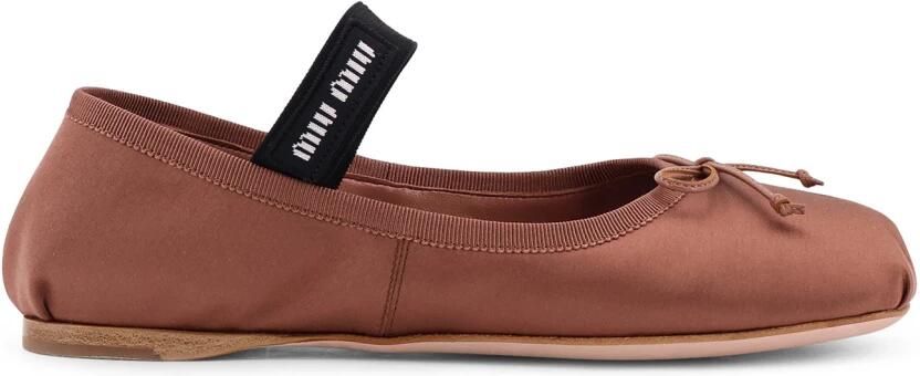 Miu Ballerinas Satin Ballet Flats in bruin