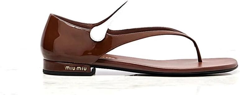 Miu Patentleren Teenslippers met Metalen Logo - Foto 2