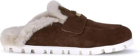 Miu Shearling Muiltjes met leren Horsebit Tray