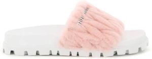 Miu Shearling Slides Roze Dames