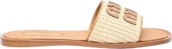 Miu Beige Leren Sandalen Elegant Slip-On Design