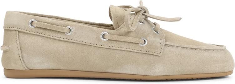 Miu Ecru Suède Loafers met Geborduurd Logo - Foto 2