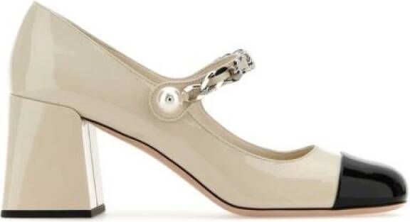 Miu Tweekleurige leren pumps Beige Dames