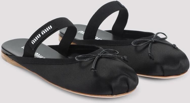 Miu Zwarte Viscose Sandalen met Strikdetail