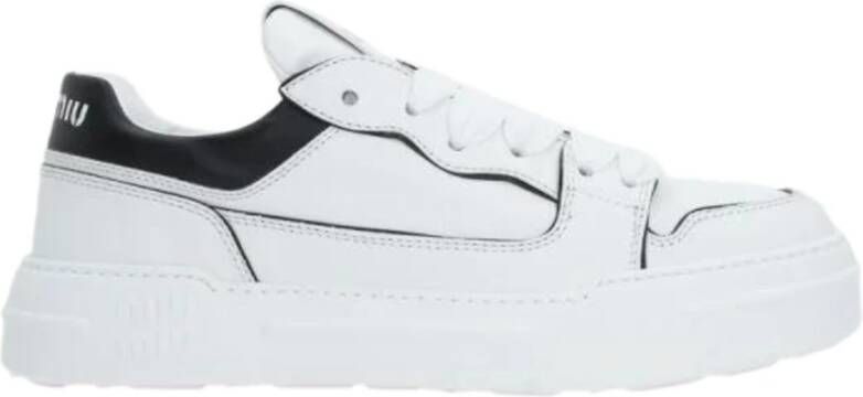 Miu Witte Leren Lage Sneakers Wit Dames