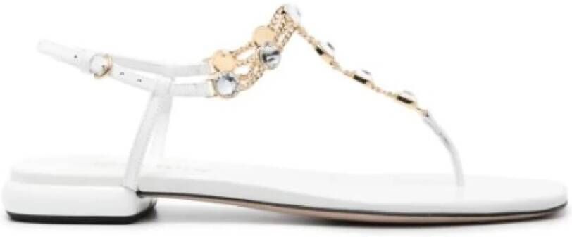 Miu Witte Leren Sandalen met Strass White Dames