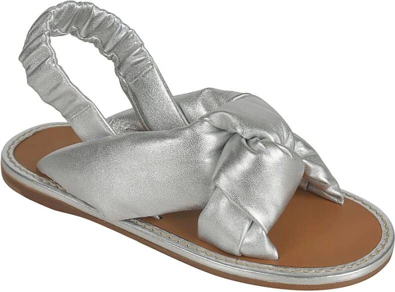 Miu Zilveren Platte Sandalen Grijs Dames