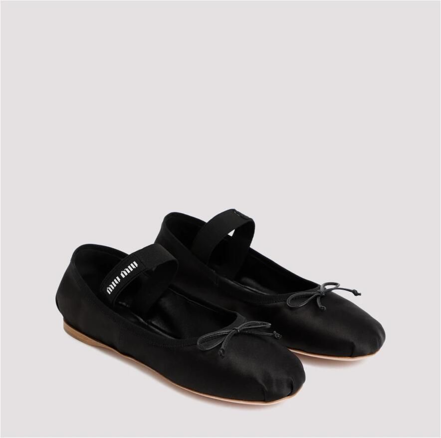 Miu Loafers Satin Ballet Flats in zwart - Foto 2