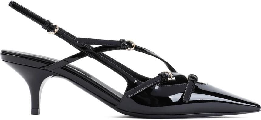 Miu Zwarte Lakleren Pumps met Puntige Neus