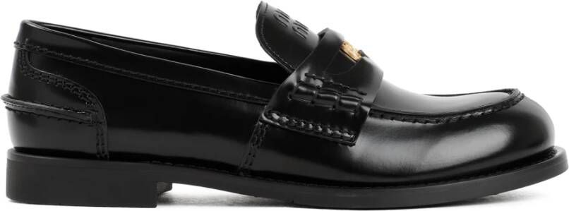Miu Zwarte Leren Loafers