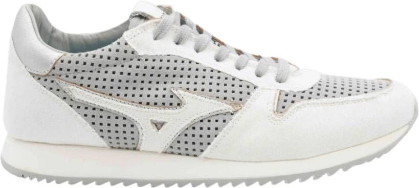 Mizuno Lichtgrijze leren en canvas sneakers
