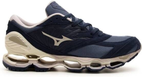 Mizuno Mesh en Suede Sneakers Blue Heren