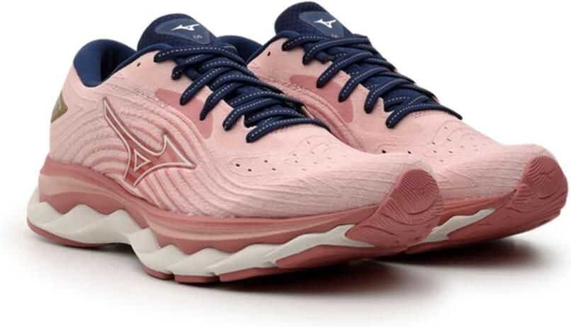 Mizuno Wave Sky 6 Hardloopschoenen Peach Bud Vaporous Gray Estate Blue Dames - Foto 3