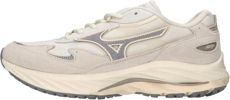 Mizuno Wave Rider ß | White Sand Ultimate Gray Wit Suede Lage sneakers Heren