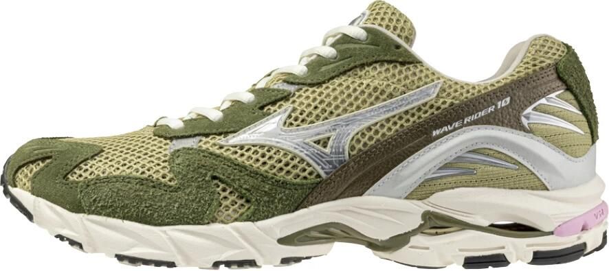 Mizuno Wave Rider 10 mesh sneakers ecru lichtgeel groen
