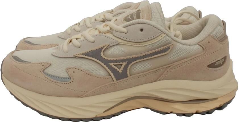 Mizuno Wave Rider ß | White Sand Ultimate Gray Wit Suede Lage sneakers