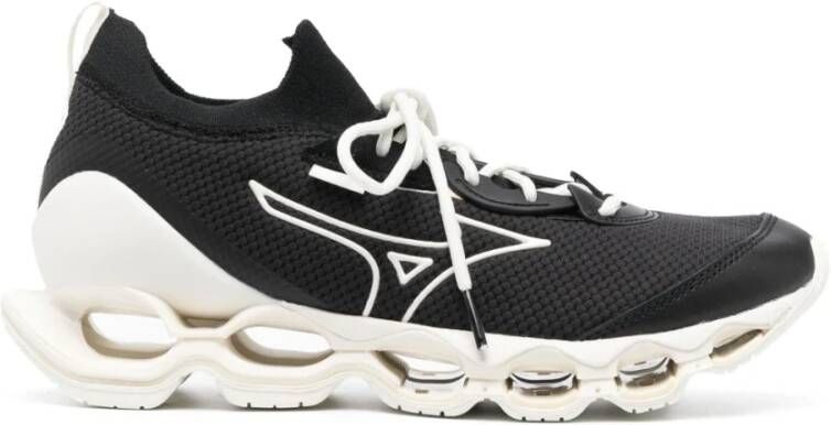 Mizuno Sneakers van Technische Stof met Rubberen Details Black Heren