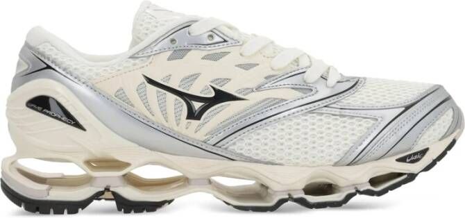 Mizuno Witte Mesh Sneaker Veters Rubberen Zool