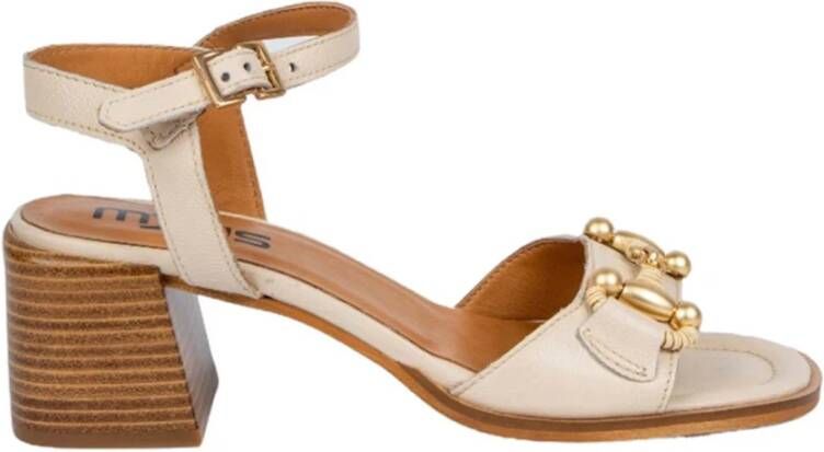 MJUS Beige Leren Enkelband Sandalen Beige Dames