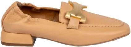 MJUS Nude Leren Loafers met Gouden Detail Beige Dames