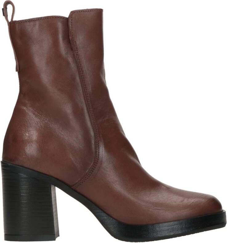 MJUS Stijlvolle Leren Enkellaarsjes Brown Dames