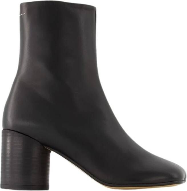 MM6 Maison Margiela Boots Anatomical Black Nappa Leather Ankle Boots in zwart