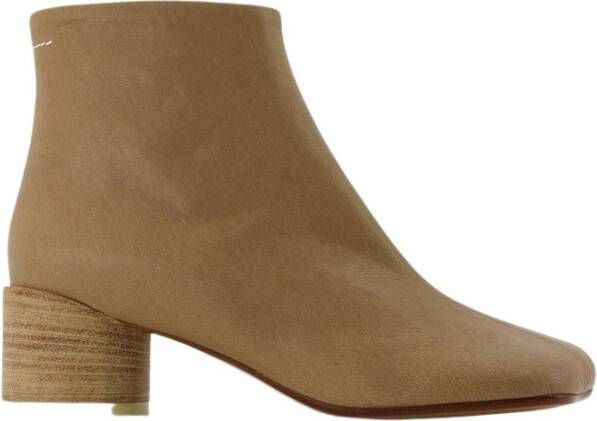 MM6 Maison Margiela Beige-Wierook Leren Anatomische Enkellaarzen Beige Dames - Foto 4