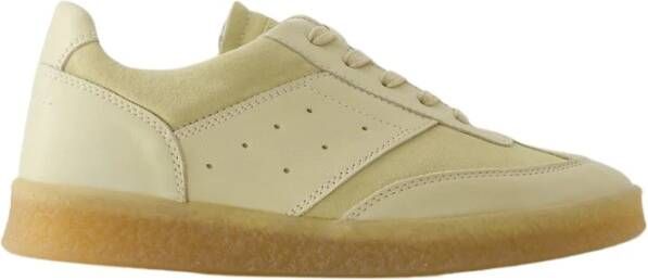 MM6 Maison Margiela Beige Witte Leren Sneakers Amandelvormige Neus Beige Dames