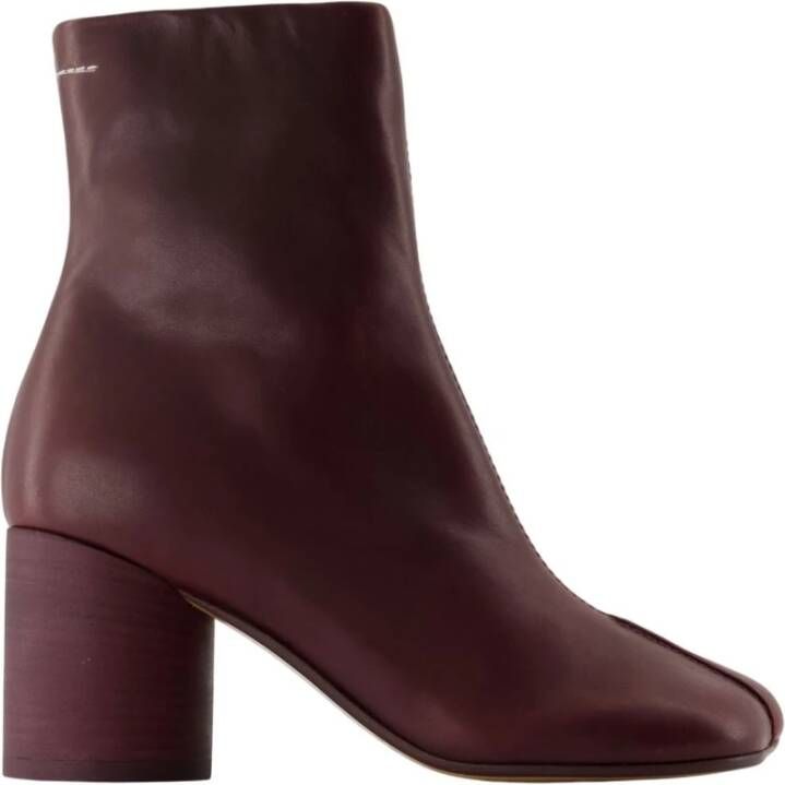 MM6 Maison Margiela Bordeauxrode Leren Enkellaarzen
