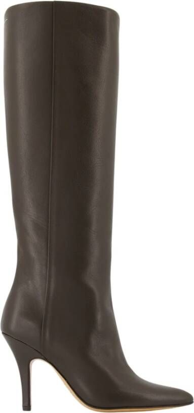 MM6 Maison Margiela Bruine leren laarzen puntige neus