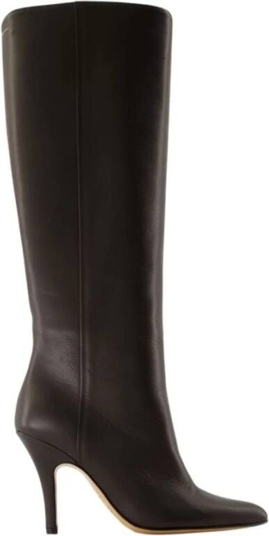 MM6 Maison Margiela Bruine leren laarzen puntige neus