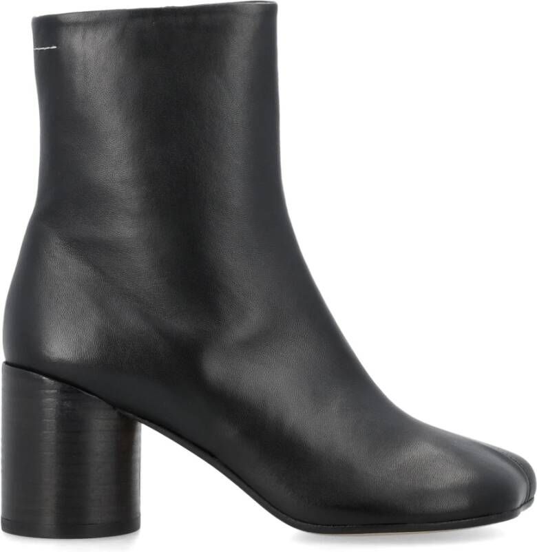 MM6 Maison Margiela Leren enkellaarzen met vierkante neus Black Dames