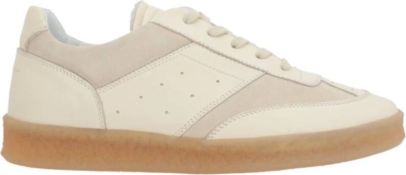 MM6 Maison Margiela Low-Top Leather Sneakers Beige Heren