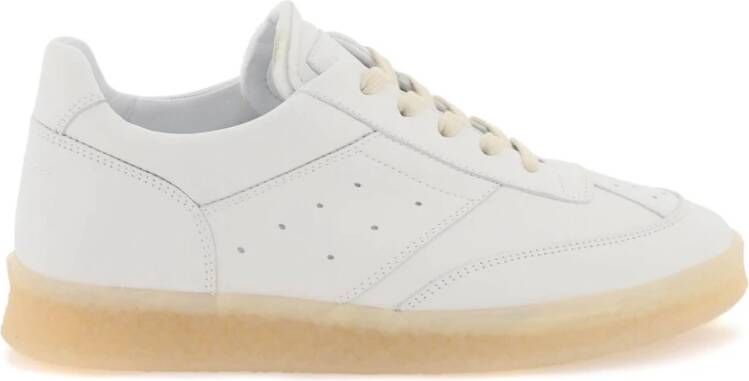 MM6 Maison Margiela Leren Court Sneakers met Geperforeerde Zijkanten White Dames