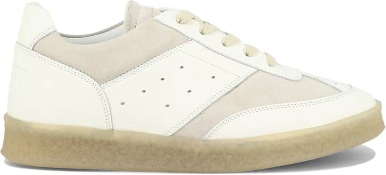 MM6 Maison Margiela Replica Leren Sneakers met Contrasterende Suède Inzetstukken White Dames