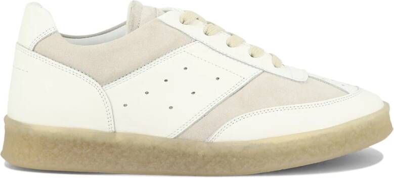 MM6 Maison Margiela Grained Calfskin Court Sneakers Wit Dames