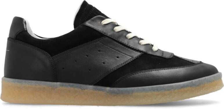 MM6 Maison Margiela Zwarte Synthetische Sneakers Amandelvormige Neus Black Heren