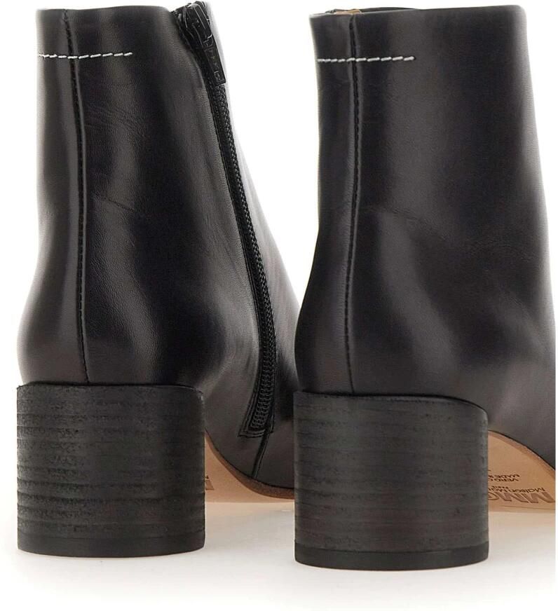 MM6 Maison Margiela Beige-Wierook Leren Anatomische Enkellaarzen Beige Dames