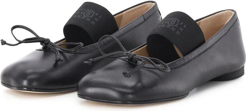 MM6 Maison Margiela Zwarte Leren Ballerina Ronde Neus Instapper Black Dames - Foto 2